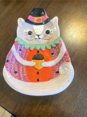 Transpac Johanna Parker Fall Harvest Critters Squirrel Appetizer Plate Trinket D
